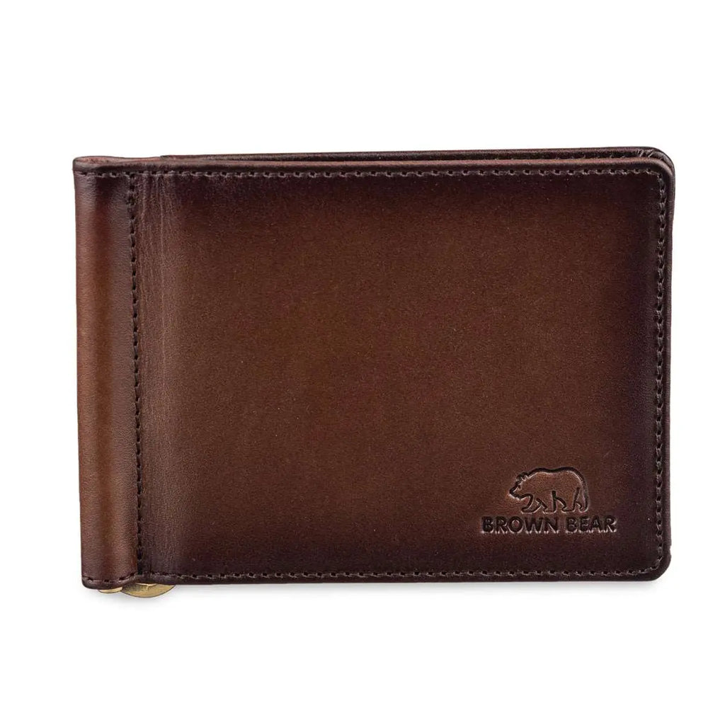 SIGNATURE MONEY CLIP HOLDER in Genuine Leather – Brown Bear