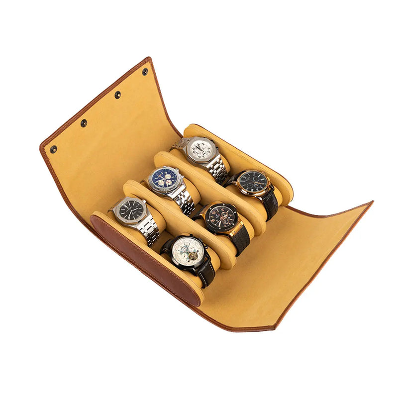 Brown Bear 6 Piece Watch Organizer in Genuine Leather Brown_bear_in