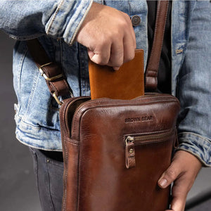 Classic Leather Passport Cover in Genuine Leather Brown_bear_in