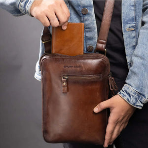 Classic Leather Passport Cover in Genuine Leather Brown_bear_in