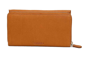 Double Zip Around Ladies Wallet with External pocket - Brown Bear