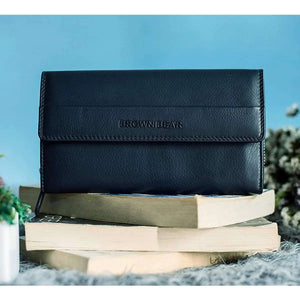 Double Zip Around Ladies Wallet with External pocket - Brown Bear