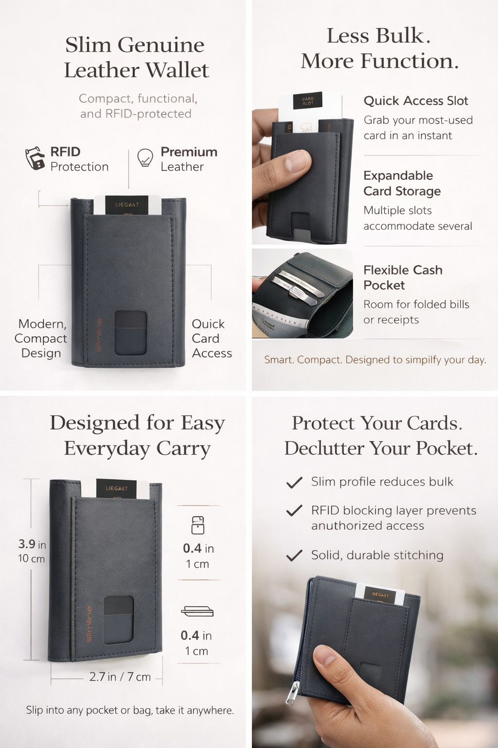 Brown Bear Slim Line Tri Fold Wallet