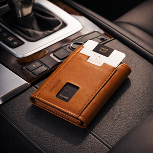 Brown Bear Slim Line Tri Fold Wallet — Interior View | Brown Bear Leather