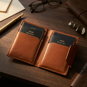 Luxury Genuine Leather Passport Holder — Back View | Brown Bear Leather