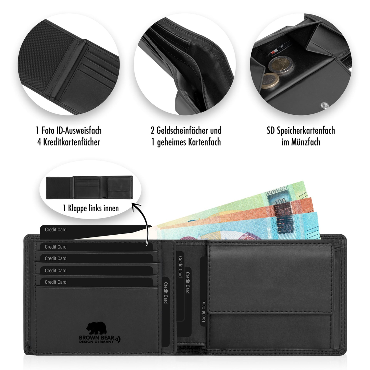 Classic Heritage Genuine Leather Wallet for Men | Brown Bear