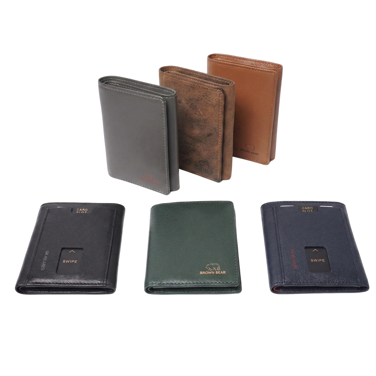 Brown Bear Slim Line Tri Fold Wallet