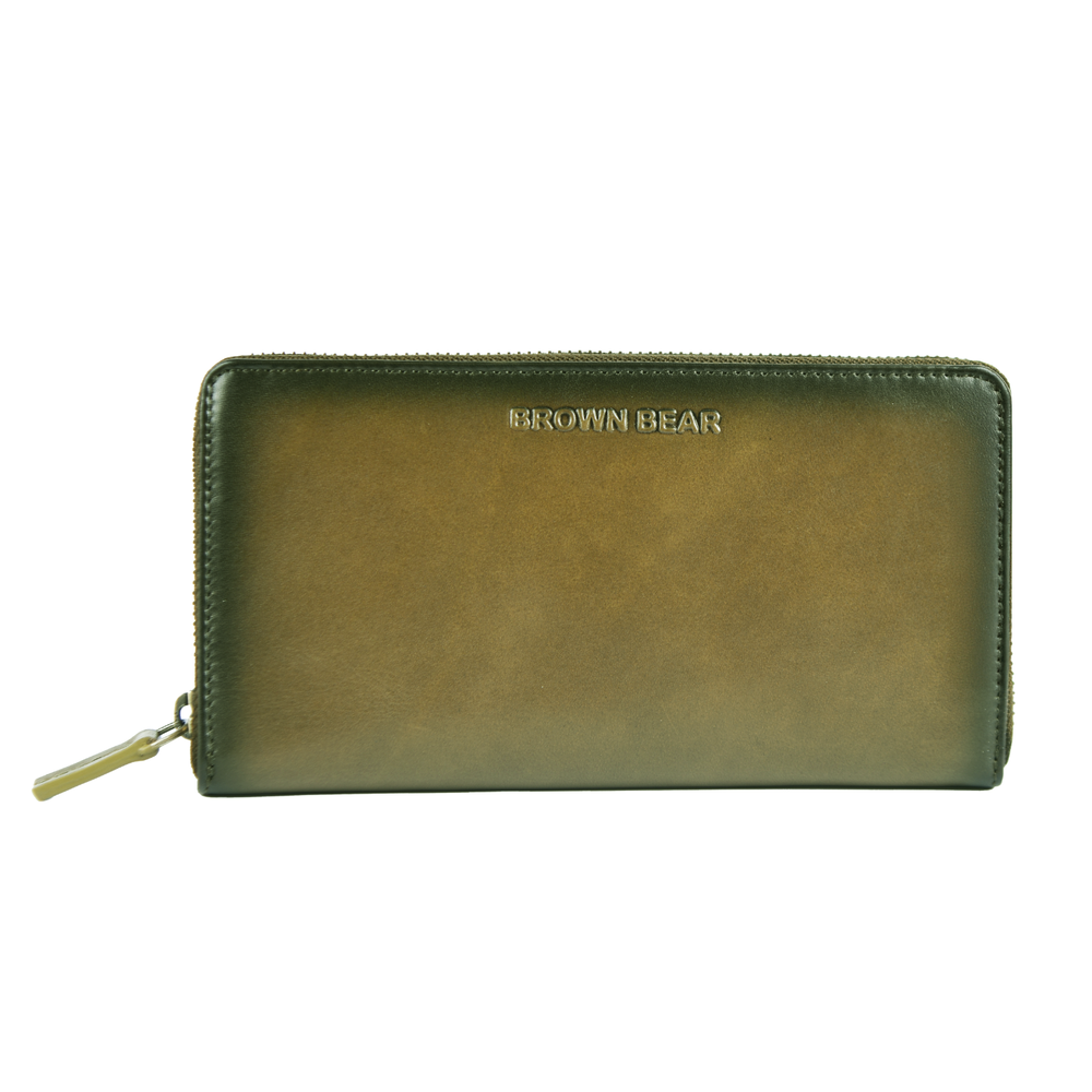 Manhattan Ziparound Ladies Wallet in Genuine Leather — Stitching Detail | Brown Bear Leather