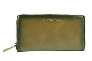 Manhattan Ziparound Ladies Wallet in Genuine Leather — Stitching Detail | Brown Bear Leather