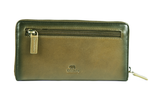 Manhattan Ziparound Ladies Wallet in Genuine Leather — Detail View 13 | Brown Bear Leather