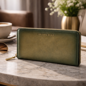 Manhattan Ziparound Ladies Wallet in Genuine Leather — Detail View 12 | Brown Bear Leather