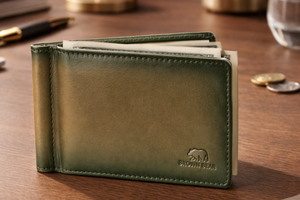 Manhattan Money Clip Card Holder in Genuine Leather — Genuine Full-Grain Leather | Brown Bear India