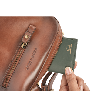 Brown Bear Slim Line Tri Fold Wallet — Lifestyle Shot | Brown Bear Leather