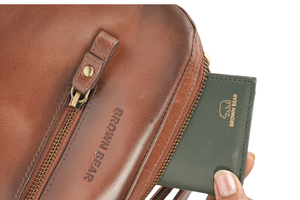 Brown Bear Slim Line Tri Fold Wallet — Lifestyle Shot | Brown Bear Leather