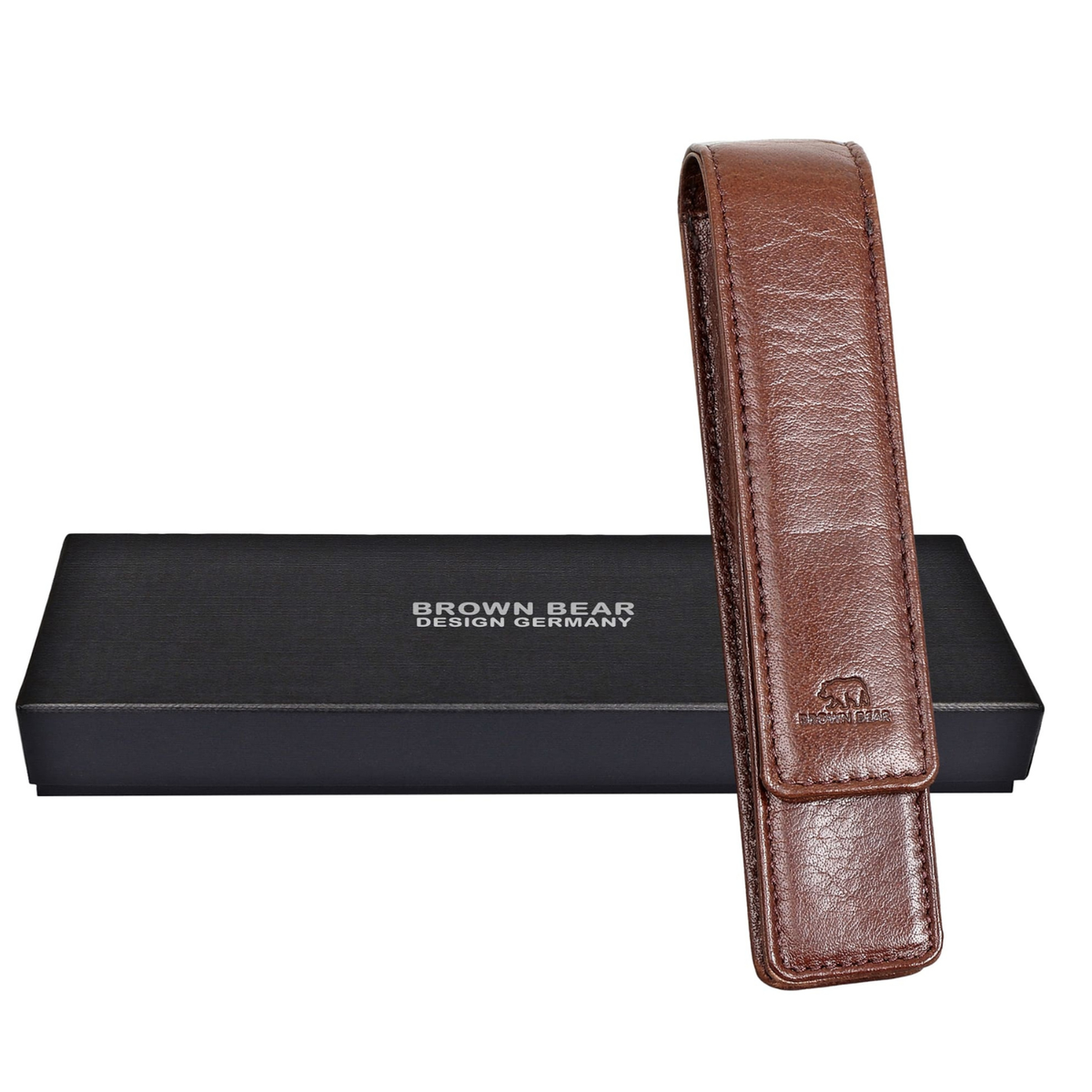 Brown Bear Classic Pen Case Organizer for Single Pen in Genuine Leather Brown_bear_in