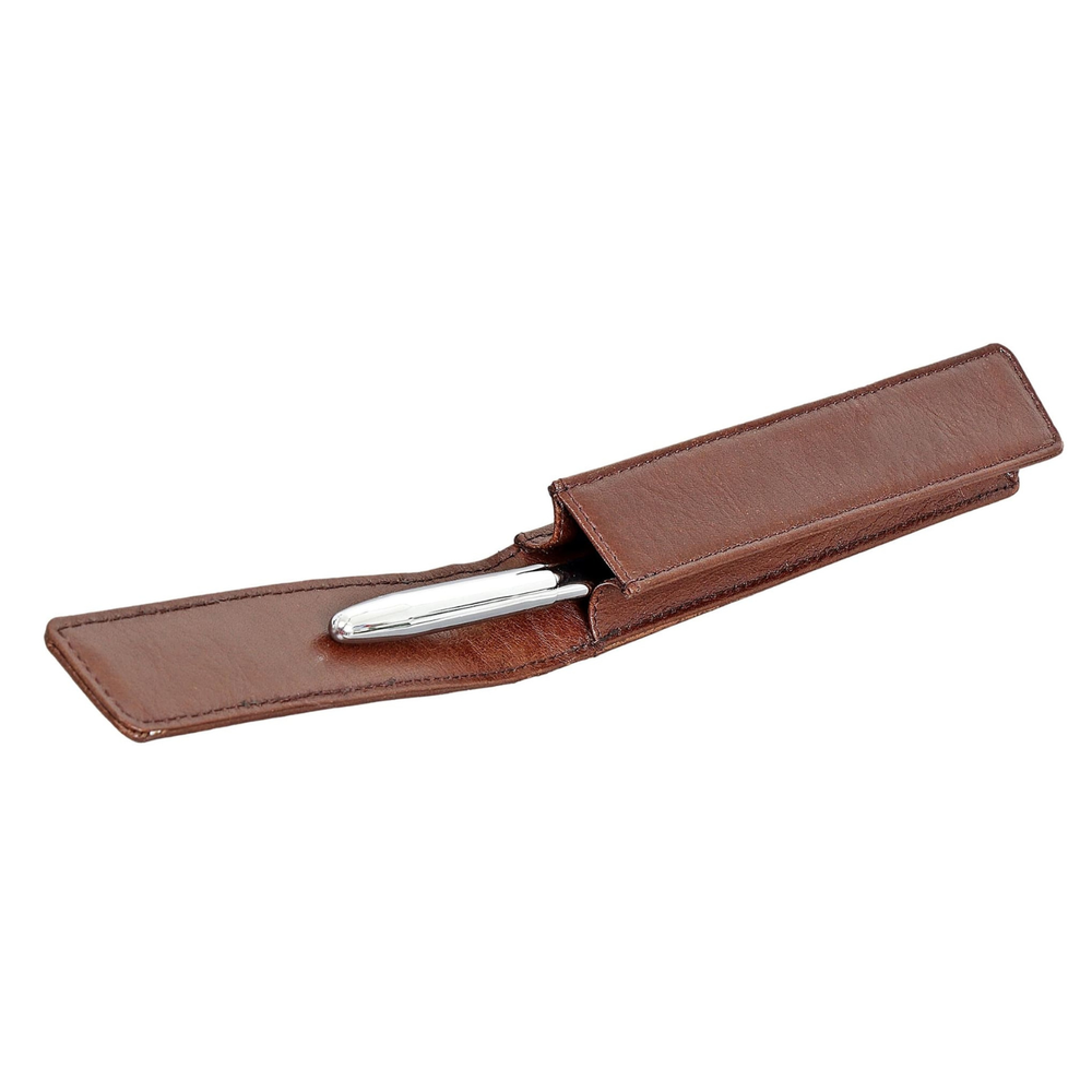 Brown Bear Classic Pen Case Organizer for Single Pen in Genuine Leather Brown_bear_in
