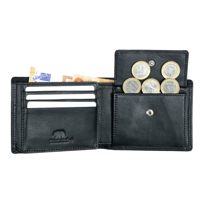Brown Bear Prime Bifold Wallet with Coin Pocket for Men | Genuine Leather