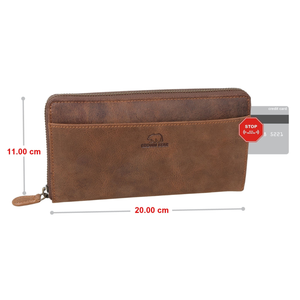Brown Bear Ani Premium Leather Clutch Wallet for Wom… — Stitching Detail | Brown Bear Leather