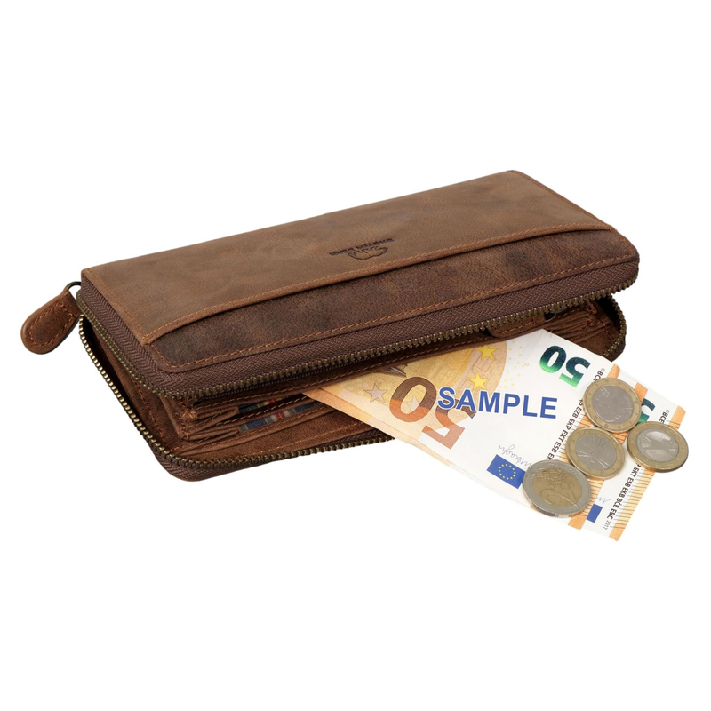 Brown Bear Ani Premium Leather Clutch Wallet for Women | RFID Protected