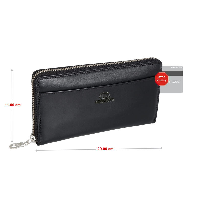 Brown Bear Ani Premium Leather Clutch Wallet for Women | RFID Protected