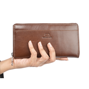 Brown Bear Ani Premium Leather Clutch Wallet for Wom… — Side Profile | Brown Bear Leather