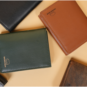 Brown Bear Slim Line Tri Fold Wallet — Close-up | Brown Bear Leather