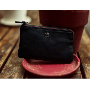 Alia Series – Classic Key Case with Red Piping in Genuine Leather - Brown Bear