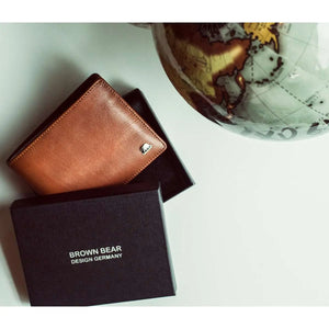 Alia Series – Classic Mens Wallet with Detachable Card Holder in Genuine Leather - Brown Bear