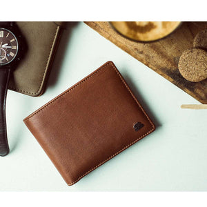 Alia Series – Classic Mens Wallet with Detachable Card Holder in Genuine Leather - Brown Bear