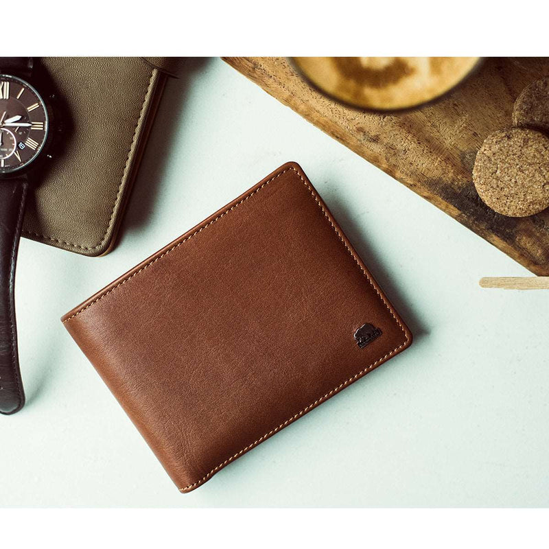 Alia Series – Classic Mens Wallet with Detachable Card Holder in Genuine Leather - Brown Bear