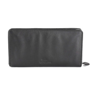 Alia Series – Classic Women’s Wallet Zip around with Red Strip in Genuine Leather - Brown Bear