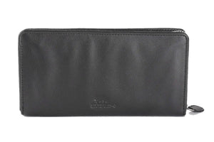 Alia Series – Classic Women’s Wallet Zip around with Red Strip in Genuine Leather - Brown Bear