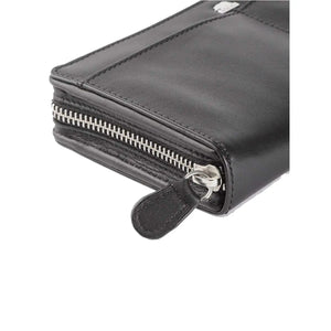 Alia Series – Classic Women’s Wallet Zip around with Red Strip in Genuine Leather - Brown Bear