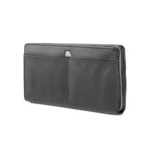 Alia Series – Classic Women’s Wallet Zip around with Red Strip in Genuine Leather - Brown Bear