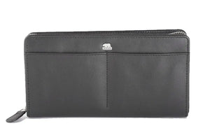 Alia Series – Classic Women’s Wallet Zip around with Red Strip in Genuine Leather - Brown Bear