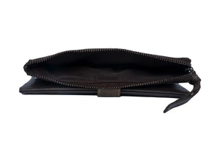 Bi-Fold Ladies Wallet with Zip Closure in Genuine Leather - Brown Bear