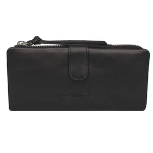 Bi-Fold Ladies Wallet with Zip Closure in Genuine Leather - Brown Bear