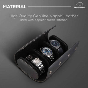 Brown Bear 3 Piece Watch Organizer in Genuine Leather - Brown Bear