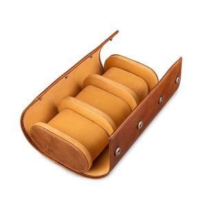 Brown Bear 3 Piece Watch Organizer in Genuine Leather - Brown Bear