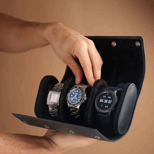 Brown Bear 3 Piece Watch Organizer in Genuine Leather - Brown Bear