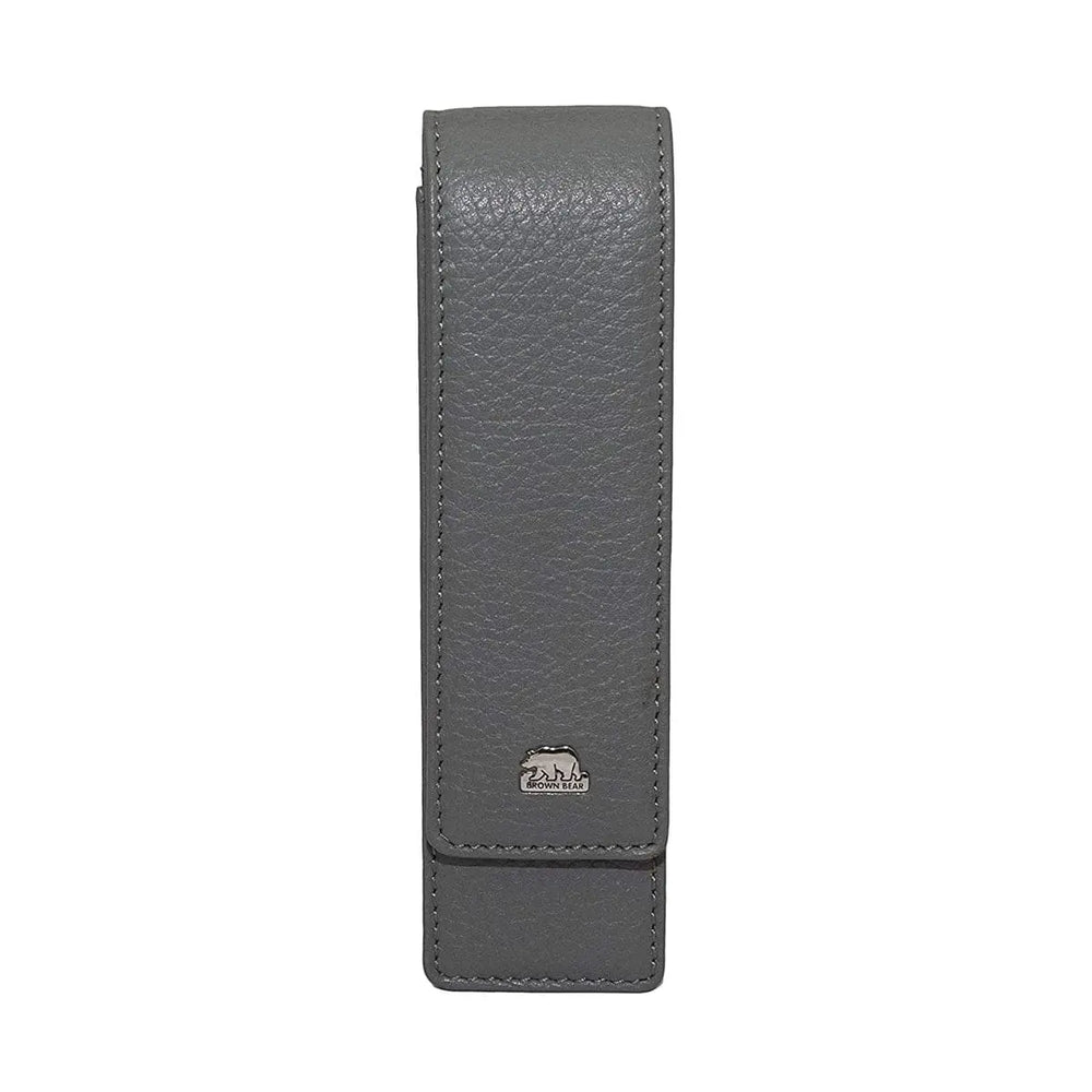 Brown Bear Classic Pen Case Holder for 2 Pens in Genuine Leather - Brown Bear