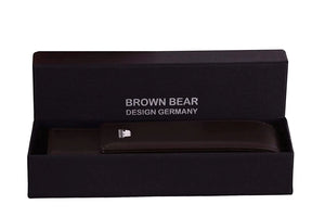 Brown Bear Classic Pen Case Holder for 2 Pens in Genuine Leather - Brown Bear