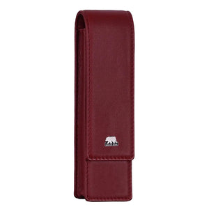 Brown Bear Classic Pen Case Holder for 2 Pens in Genuine Leather - Brown Bear