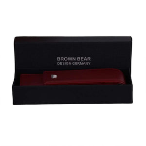 Brown Bear Classic Pen Case Holder for 2 Pens in Genuine Leather - Brown Bear