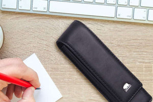 Brown Bear Classic Pen Case Holder for 2 Pens in Genuine Leather - Brown Bear