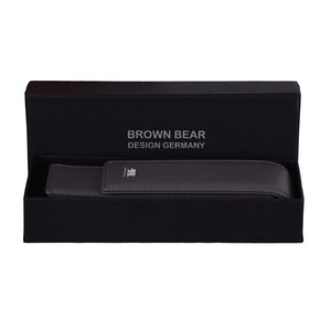 Brown Bear Classic Pen Case Holder for 2 Pens in Genuine Leather - Brown Bear