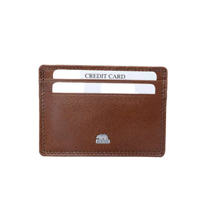Classic Card Holder for 4 Cards in Genuine Leather - Brown Bear