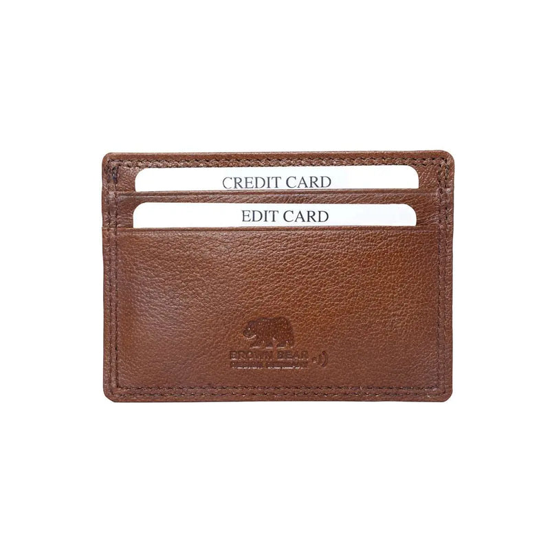 Classic Card Holder for 4 Cards in Genuine Leather - Brown Bear