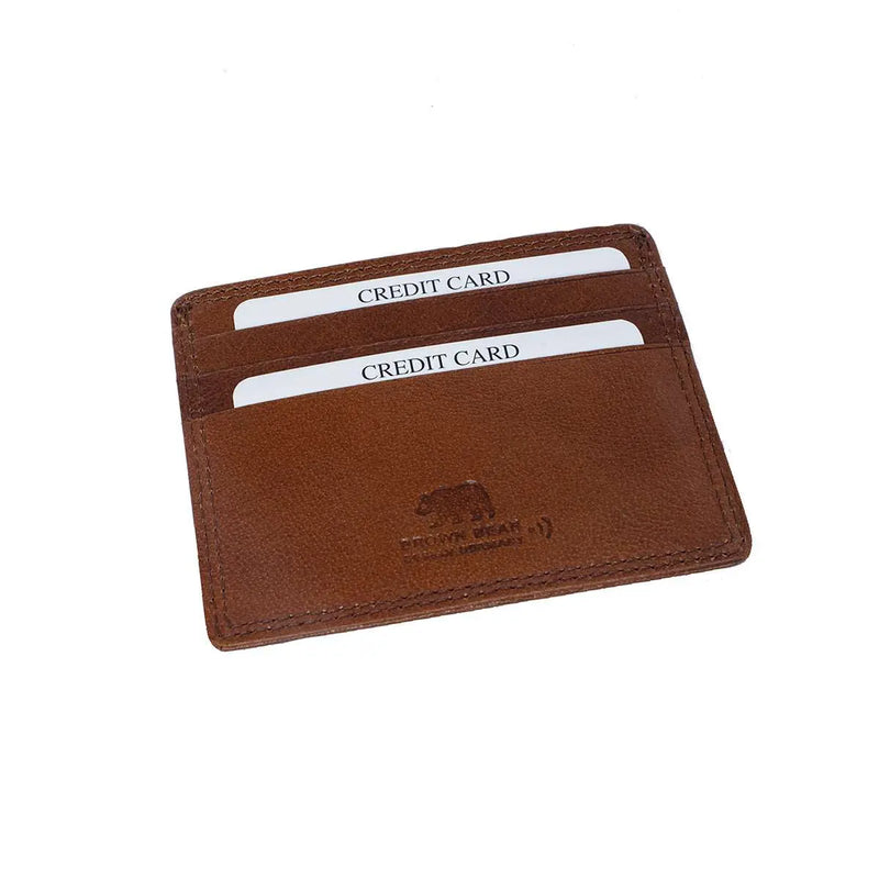 Classic Card Holder for 6 Cards in Genuine Leather - Brown Bear
