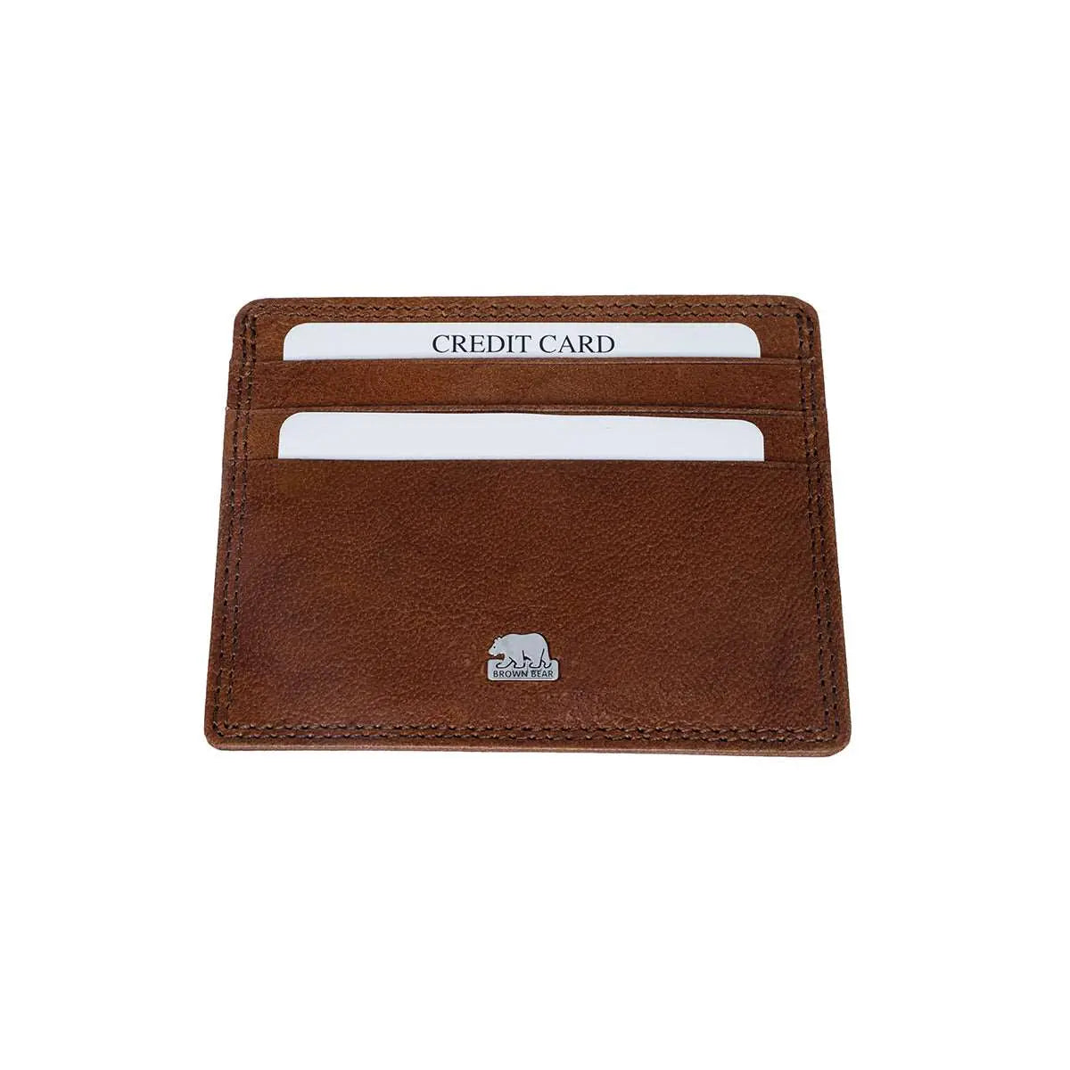Classic Card Holder for 6 Cards in Genuine Leather - Brown Bear